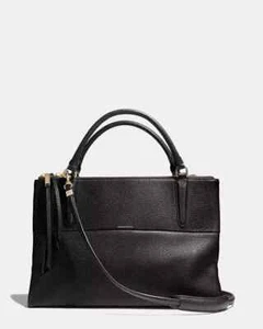 NWT COACH 28129 Large Borough Bag SATCHEL Handbag Pebbled Leather Black RARE - Picture 1 of 8