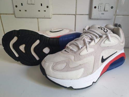 NIKE AIR MAX 200 SE UK 6.5 EU 40.5 DONNA SCARPE DA GINNASTICA PIATTE BIANCHE ROSSE BLU AT6175