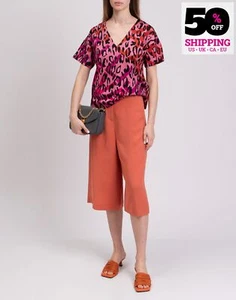RRP€263 JUST CAVALLI Top IT40 US4 UK8 S Elasticizzato Stampa Leopardata Made in Italy - Foto 1 di 8