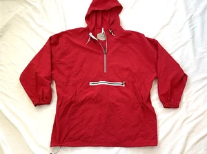 Woolrich Red Windbreaker Lighthouse Jacket Hooded Kangaroo Zip Pocket Drawstring - Picture 1 of 11