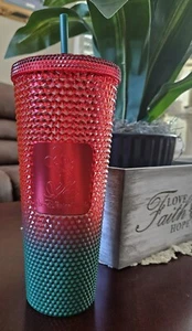 NIB Disney Park 50th Anniversary Christmas Mickey Studded  Starbucks Tumbler Cup - Picture 1 of 5