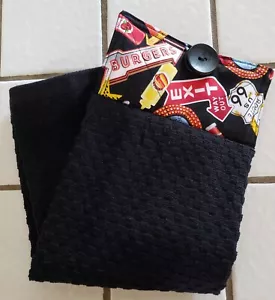 Toalla de cocina colgante Black Route 66 100 % algodón - Imagen 1 de 4
