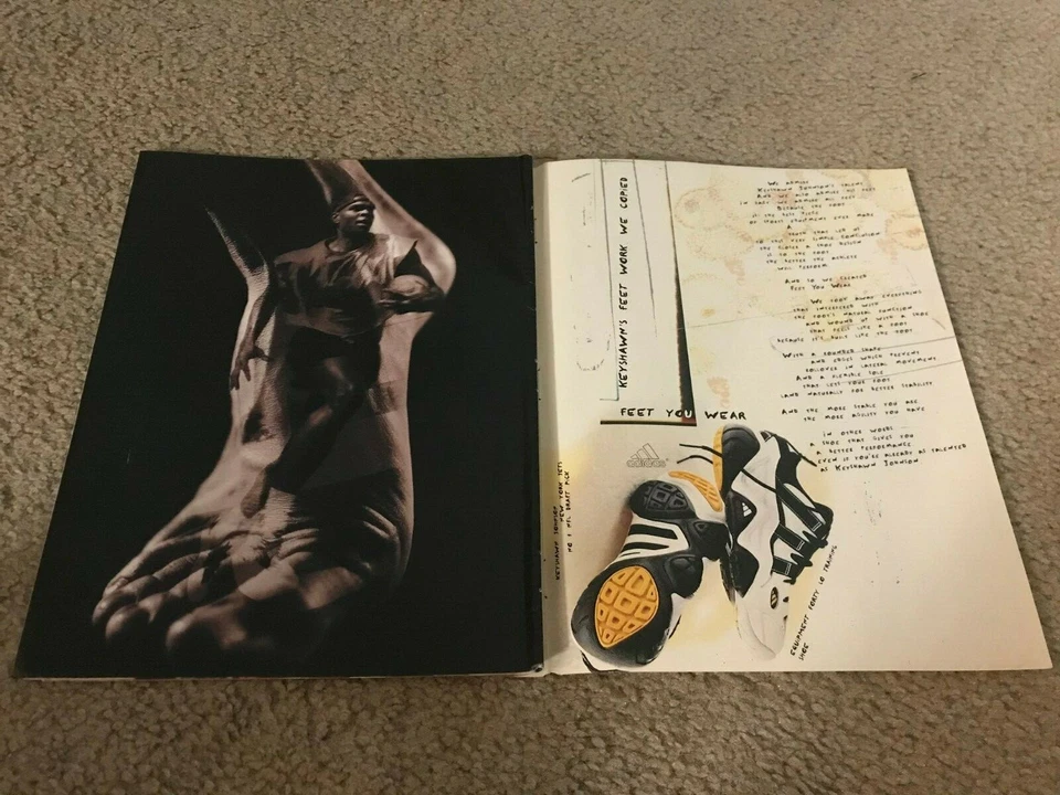 Zapato de entrenamiento Adidas Forty Lo 1996 póster anuncio impreso RC KEYSHAWN JOHNSON PRIMERA VEZ Foto 1 de 1