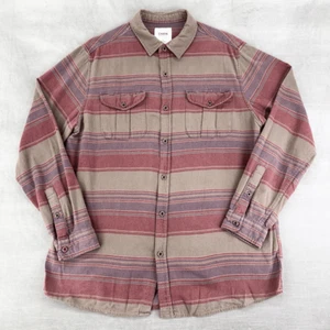 KATIN Hemd Herren XL hellbraun rost gestreift Surf Strand Flanell Decke LS Knopfleiste - Bild 1 von 9