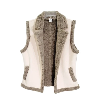 Chaleco Akemi + Kin Anthropologie Crema Imitación Gamuza Forro Sherpa Bolsillo Abierto O/S Foto 1 de 4