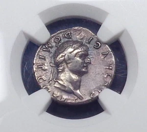 (75 AD) Roman Empire - AR Denarius of Domitian as Caesar, NGC ChVF. - Picture 1 of 4