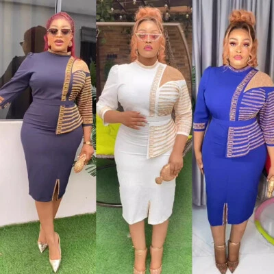 African Elegant Women Bodycon Gown Office Party Prom Wedding Dress Plus Size New - Image 1 of 4