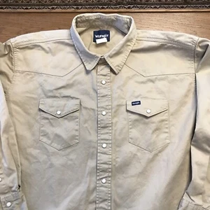 Wrangler Men's Western Shirt 2-Sawtooth Pockets Pearl Snap Front Long Sleeve EX - Picture 1 of 9