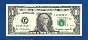 1999 CH/CU $1 ATLANTA STAR NOTE LOW SERIAL F00020067* ONLY 640,000 PRINTED - Picture 1 of 1