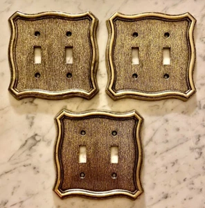 Double Light Switch Plate Covers Set of 3 American Tack & Howe #N70TT Brass Tone - Picture 1 of 2