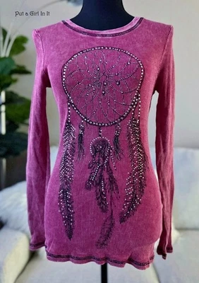 USA New VOCAL Womens Juniors CRYSTAL PINK DREAMCATCHER WESTERN SHIRT M L - Image 1 of 4