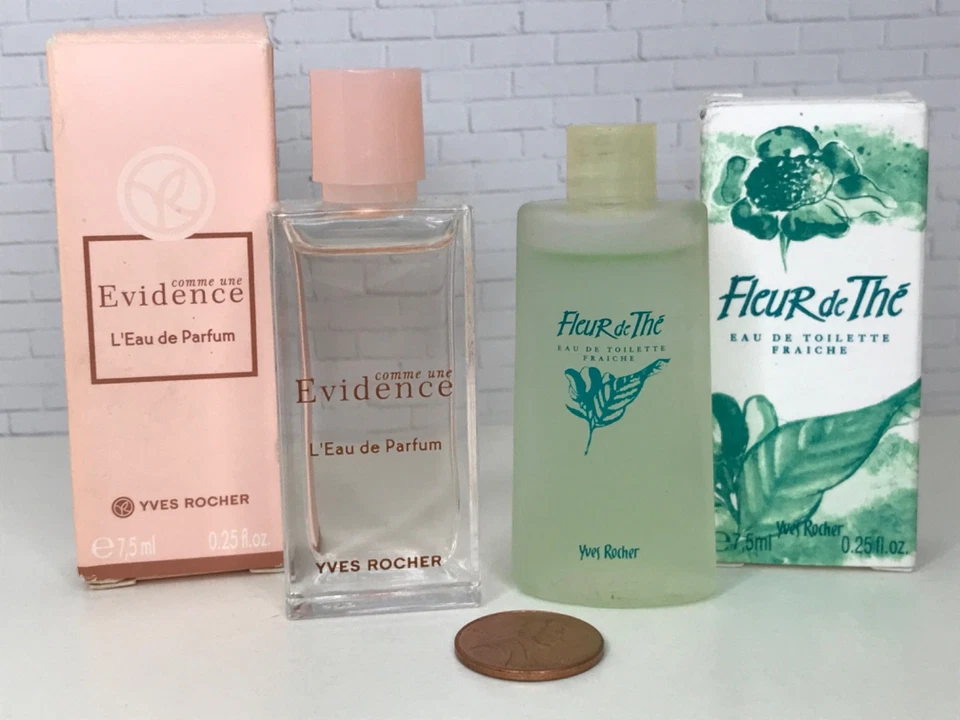 Lote De Colección De 2 MINI Perfumes Yves Rocher EVIDENCE y Fleur de The 0.25 OZ NUEVO EN CAJA Foto 1 de 2