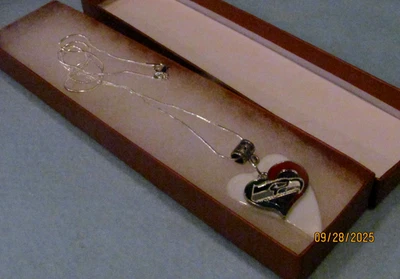 Seattle Seahawks Heart Necklace with 24 inch sterling silver Chain w/gift box - Image 1 of 4