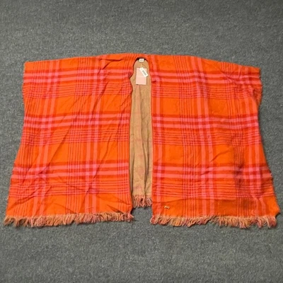 Juicy Couture Poncho Orange Plaid Wrap Shawl Fleece One Size NWT - Image 1 of 4