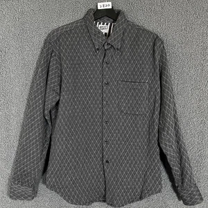 Naked & Famous Quilted Cotton Button Down Long Sleeve Shirt - Men's Size L Gray - Picture 1 of 9