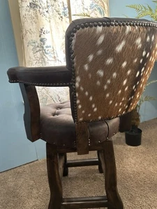 Deer Hide Barstool Leather Chair - Picture 1 of 9