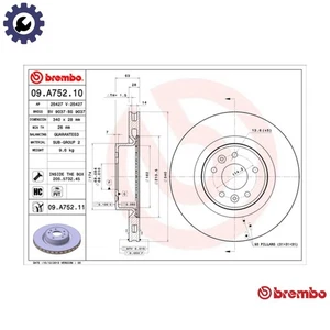 2x BRAKE DISC 09.A752.11 FOR RENAULT F4R 874 2.0L 4cyl MEGANE III - Picture 1 of 10