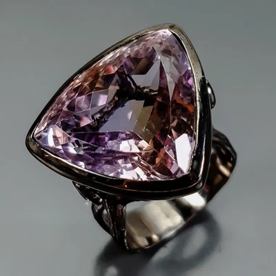 Anillo único de ametrino natural de 40 quilates de plata de ley 925 talla 8/R421146 Foto 1 de 4