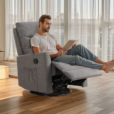 Recliner Massage Chair Footrest Swivel Glider High Back Deep Seat Relaxation New - Image 1 of 4