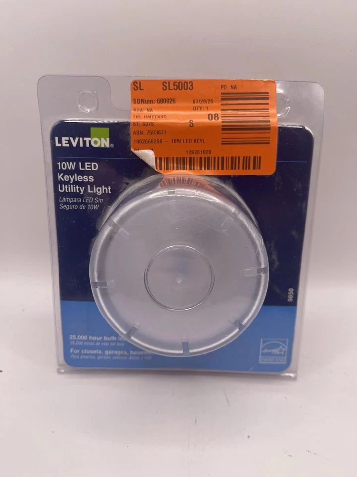 Leviton 9852-LED Lamp Holder , 10W Bulb and Bulb Guard, White NEW - Image 1 of 2