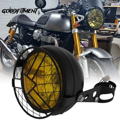 Faro con lente retro ámbar y rejilla protectora para Triumph Thruxton RS 1200 Foto 1 de 4