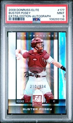 2008 Donruss Elite Extra Edition Autograph Buster Posey PSA 9 SP #/934 - Image 1 of 2