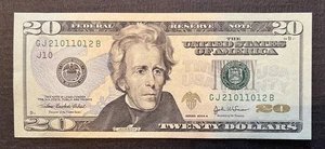 Series 2004A Uncir. Twenty Dollar $20 Radar Note 21011012 (Ternary Code Numbers) - Picture 1 of 2