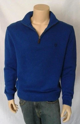 CHAPS by Ralph Lauren Solid Blue 1/4 Zip 100% Cotton Collar/Turtleneck XXL $70  - Image 1 of 4