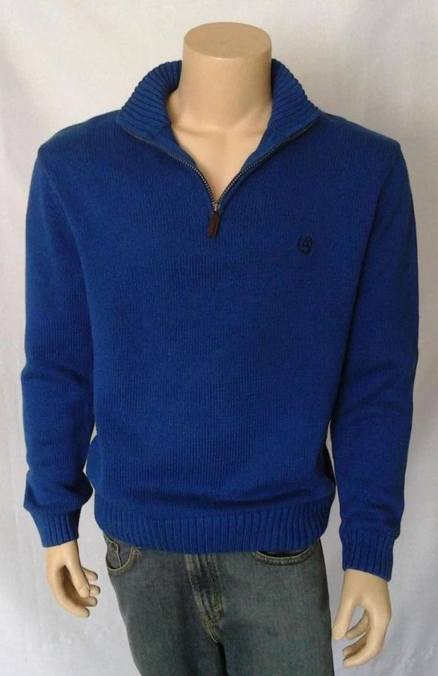 CHAPS by Ralph Lauren Solid Blue 1/4 Zip 100% Cotton Collar/Turtleneck XXL $70  - Image 1 of 4