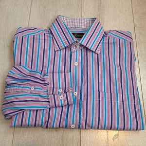 Bugatchi Uomo Mens xl Purple Stripe Button Down Casual Long Sleeve Shirt - Picture 1 of 17
