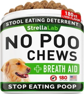 STRELLALAB No Poo Treats for Dogs - Coprophagia Stool Eating Deterrent 180 Count - Picture 1 of 7