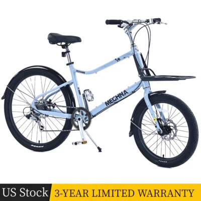 Bicicleta de Carga Unisex 26" Bicicleta de Cercanías con Bastidores para Adultos y Adolescentes 7 Velocidades Foto 1 de 4