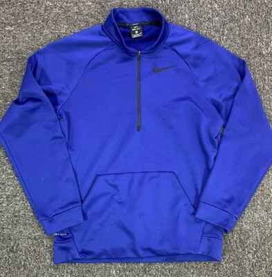 Nike Men's Dri-Fit Training Quarter Zip Pullover Top Blue Size Small - Image 1 of 4