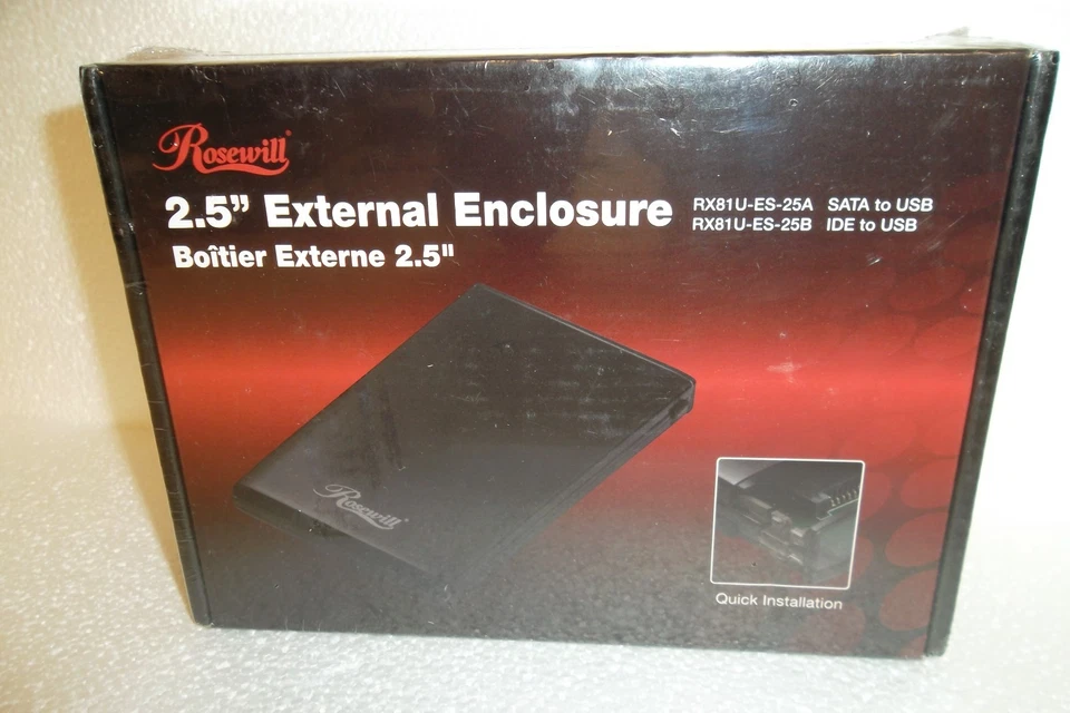 Rosewill 2.5" IDE to USB External Enclosure 480 MB/s LED Black RX81U-ES-25B NEW - Image 1 of 4