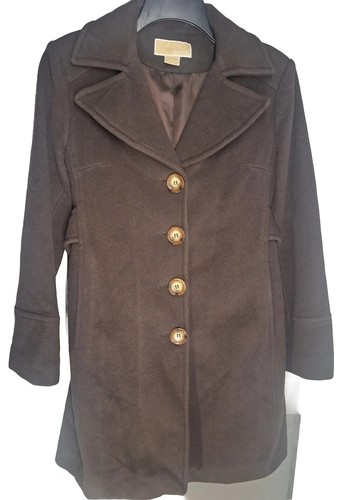 Cappotto lana Michael Kors marrone taglia 8 Petite donna pavone lungo