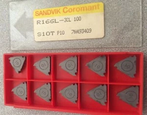SANDVIK Coromant R166L 3CL 100 S1OT P10 Threading Lathe Carbide 10 Inserts New - Picture 1 of 1