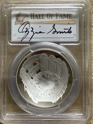 2014-P Ozzie Smith Auto PR70 $1 PCGS Baseball Hall of Fame! *pop only 58 - Image 1 of 2