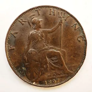 1897 Great Britain - 1 FARTHING - FREE SHIPPING! M5356 - Picture 1 of 2