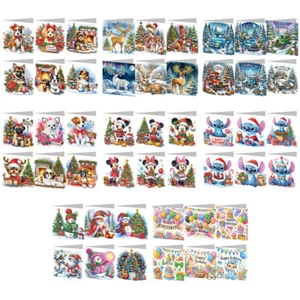 6Pcs Christmas Mickey Minnie DIY Diamond Painting Card for Family Friends Gift - Picture 1 of 14