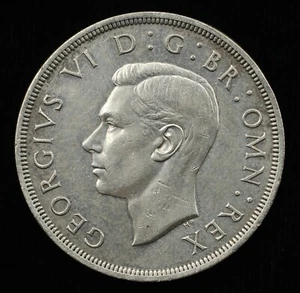 1937 Great Britain 1 Crown .500 Silver Coin - George the VI (P0375) - Picture 1 of 2
