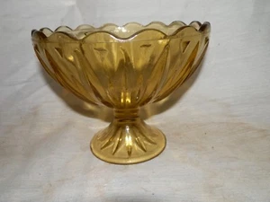 Vintage, Scalloped Edge, Amber, Footed, Compote - Picture 1 of 4