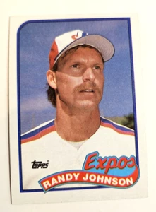 1989 TOPPS, BASEBALL, RANDY JOHNSON, ERROR CARD-BLUE LINE CHIN, #647, RC, NRMT - Picture 1 of 4