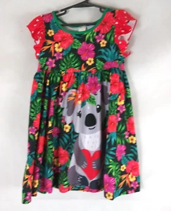 Penelope Plumm Bright Colorful Jungle Koala Bear Dress Girls Size 5 - Picture 1 of 5
