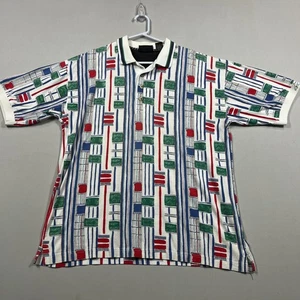 Vintage Greg Norman Golf Polo Shirt Cotton 90s All Over Print Mens Large L - Picture 1 of 14