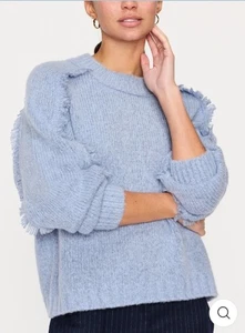 Brochu Walker $598 The Aimee Sweater in Lucia Blue Mélange Sz M - Picture 1 of 18