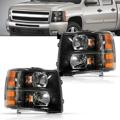 1 par de faros reflectores ámbar para 07-13 Chevy Silverado 1500 2500HD 3500HD Foto 1 de 4