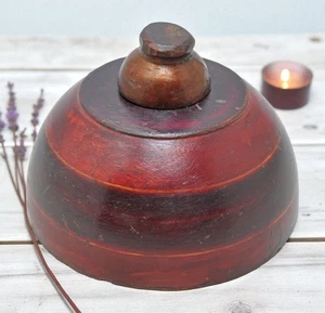 Vintage Wooden Kum Kum Powder Tika Box Original Old Hand Carved - Picture 1 of 6