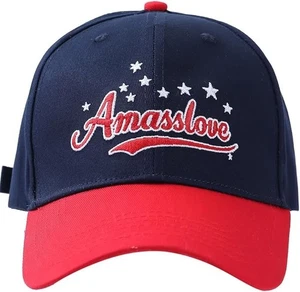 Amasslove USA Patriotic Hat Baseball Cap Red White Blue Stars Strapback NEW - Picture 1 of 5