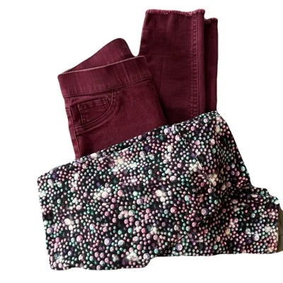 Lote De 2 Pantalones JUSTICIA Niñas Talla 10 - Leggings Coloridos, Jean/Jeggings Borgoña Foto 1 de 4