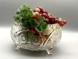 Vintage Bowl Fruit Lead Crystal Dish Footed Big - Picture 1 of 9